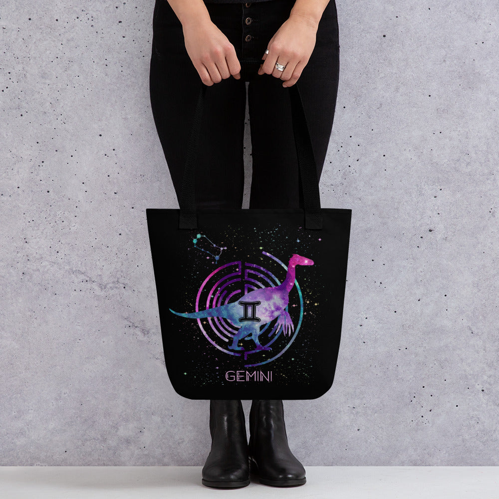 Dinosaur Zodiac (Gemini) Tote bag Black
