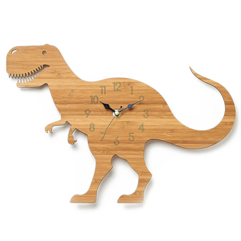 Wooden cartoon dinosaur wall clock