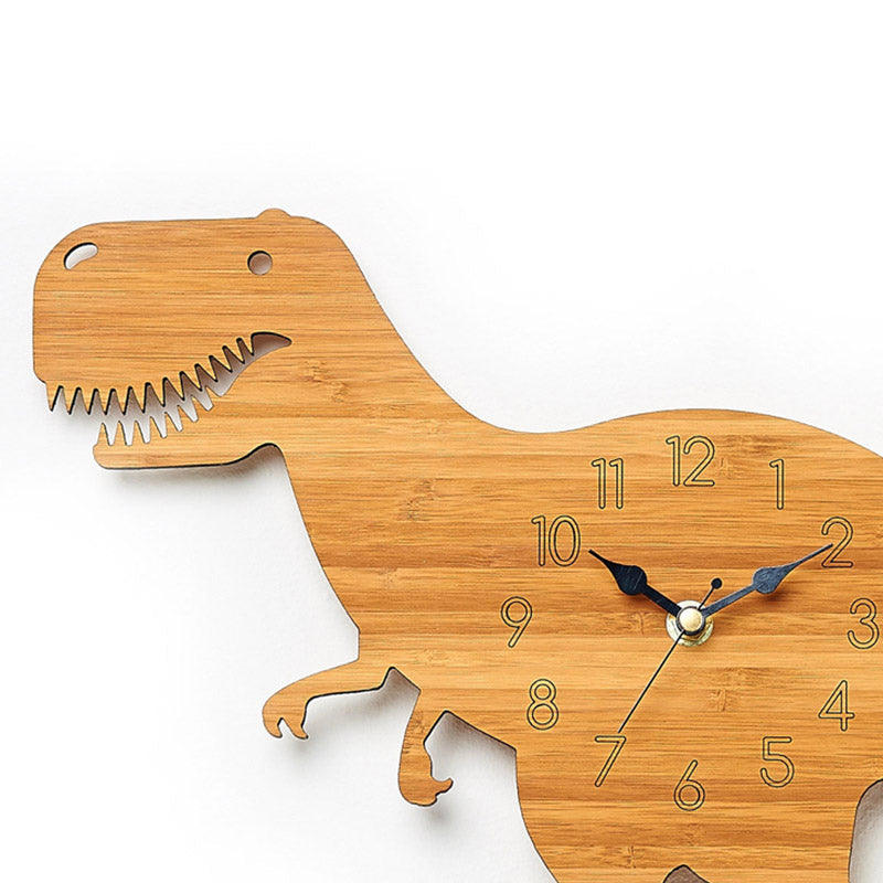 Wooden cartoon dinosaur wall clock