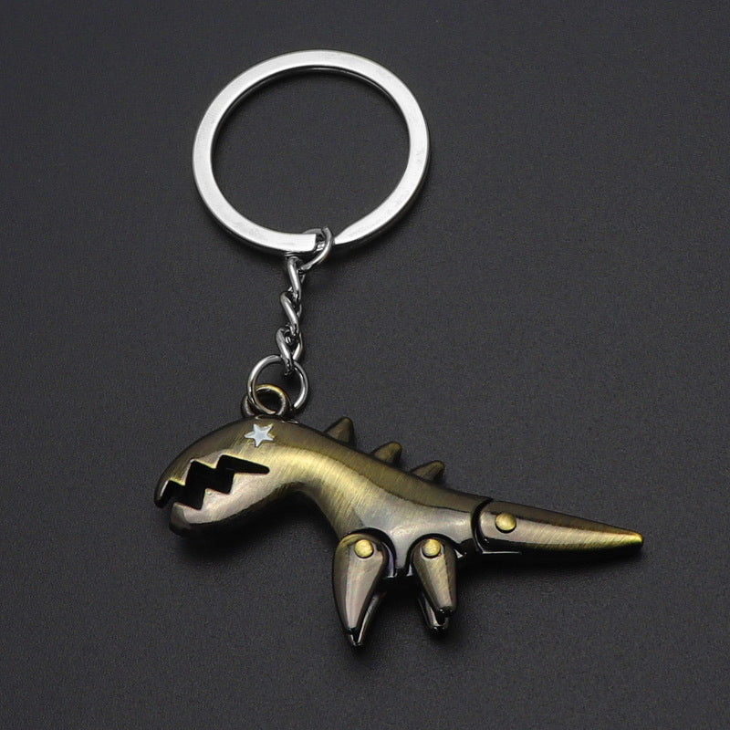 Metal dinosaur keychain