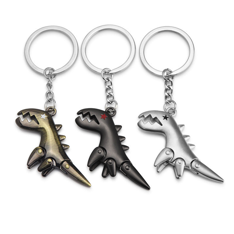 Metal dinosaur keychain