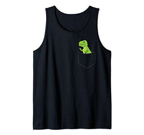 Cute Dinosaur In Pocket Funny Pocket Dinosaur Tank Top