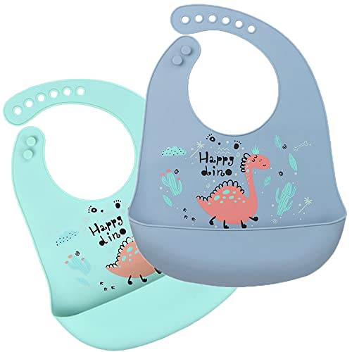 Dinosaur Silicone Bibs for Babies and Toddlers