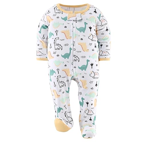 Dinosaur Baby Boys or Girls, Sleep and Play Footies, Unisex 3 Pack