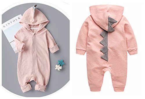 Newborn Baby Boys Girls Cartoon Dinosaur Hoodie Romper Jumpsuit Outfits