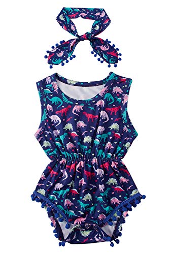 Girls dinosaur Jumpsuits 3D Printed Colorful Cartoon T-rex One Pieces for Babys