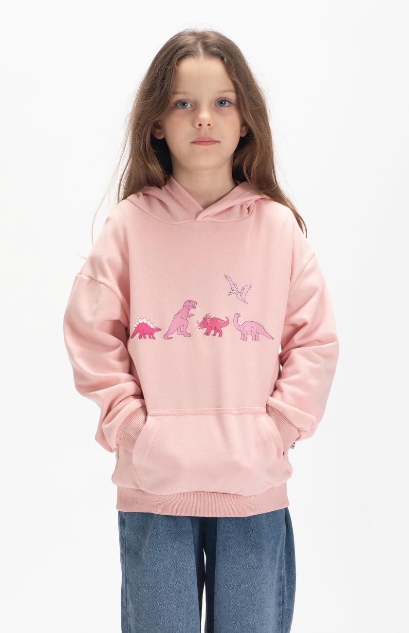 Girl's Dinosaur Print Hoodie Sweatshirts