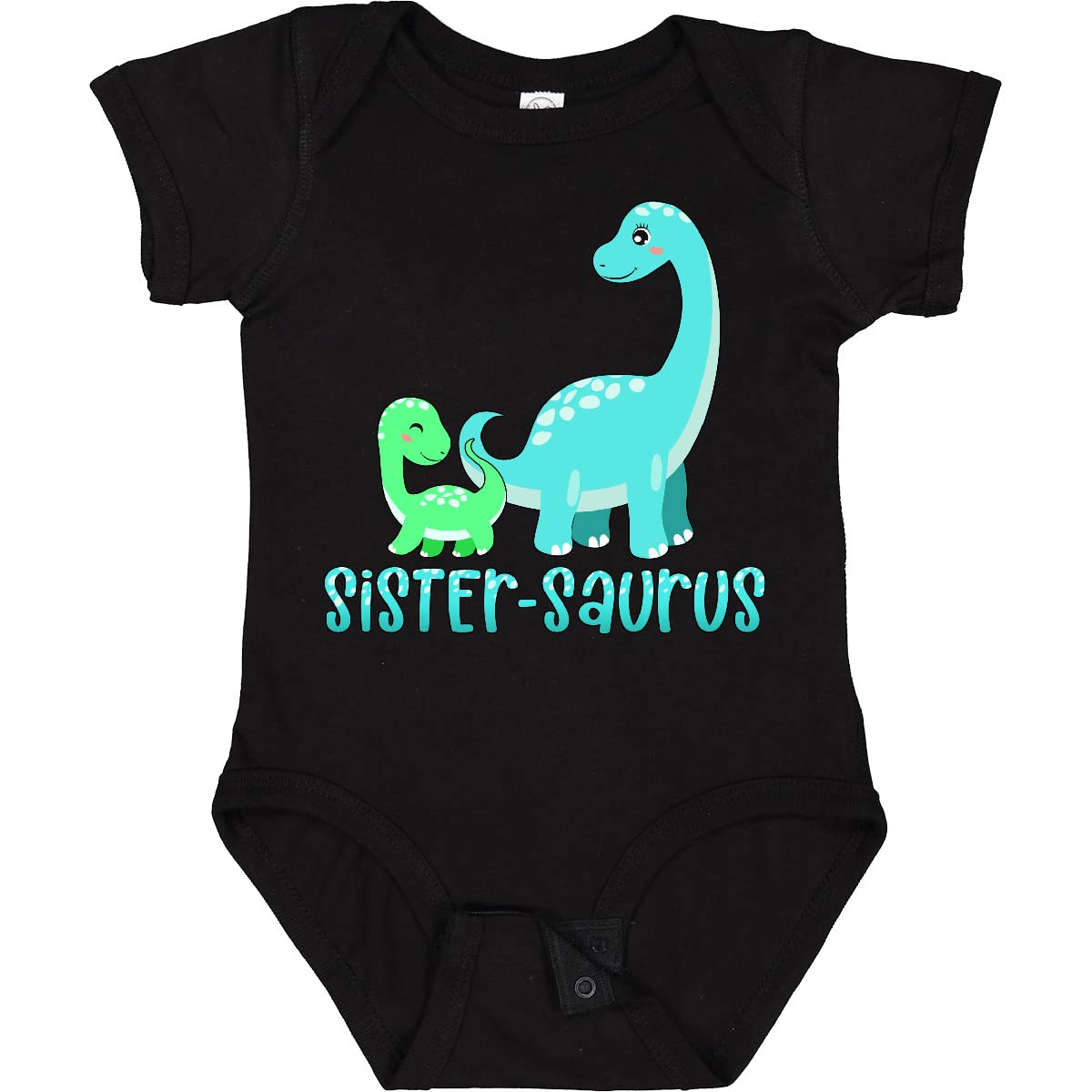 inktastic Sister-saurus Cute Brontosaurus Family Baby Bodysuit 6 Months 0040 Black 3f236