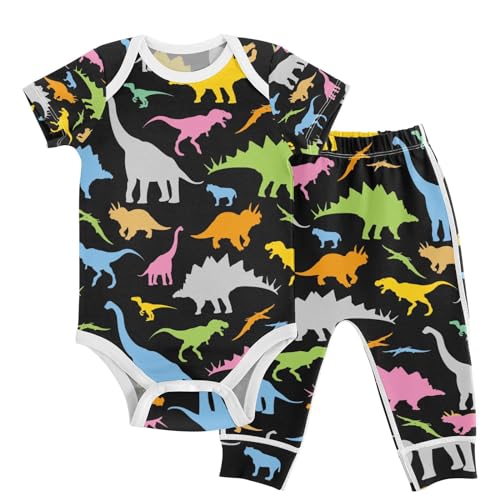 Dinosaurs Colorful Animals Infant Bodysuits Pants Sets For Boys Girls