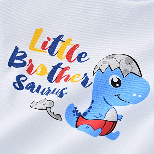 Little Brother Saurus Bodysuit Baby Boys’ Dinosaur Newborn Romper Gift (White, 3-6 Months)