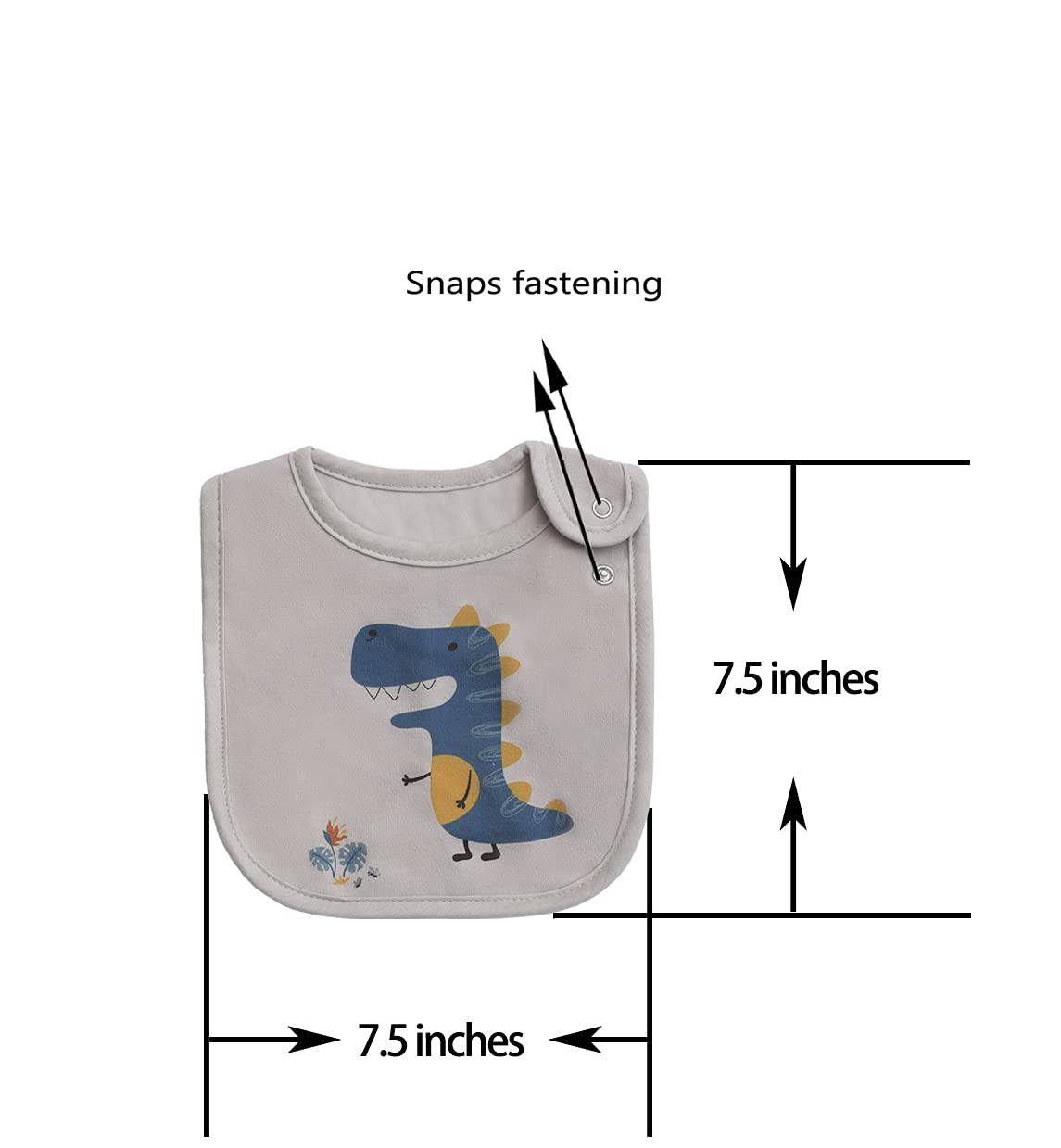 6 Pack Cotton Waterproof Dinosaur Baby Bibs