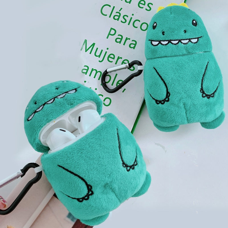 Plush dinosaur bluetooth headset case