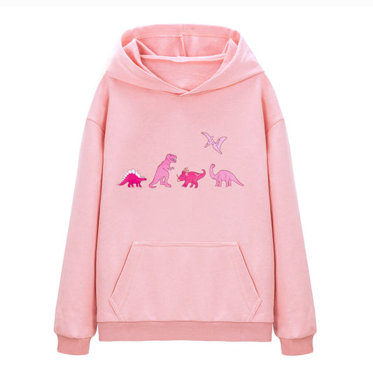 Girl's Dinosaur Print Hoodie Sweatshirts