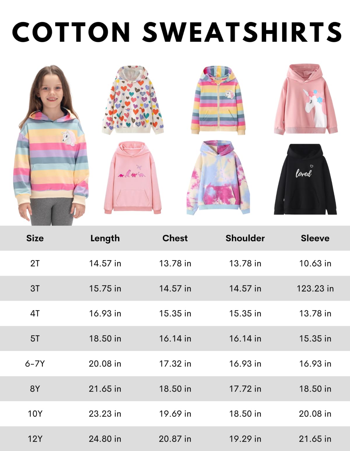 Girl's Dinosaur Print Hoodie Sweatshirts