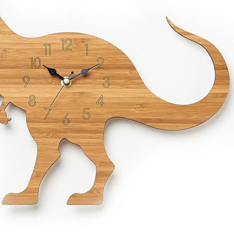 Wooden cartoon dinosaur wall clock