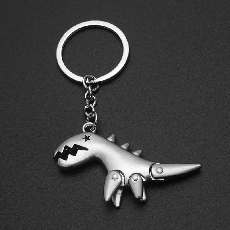 Metal dinosaur keychain