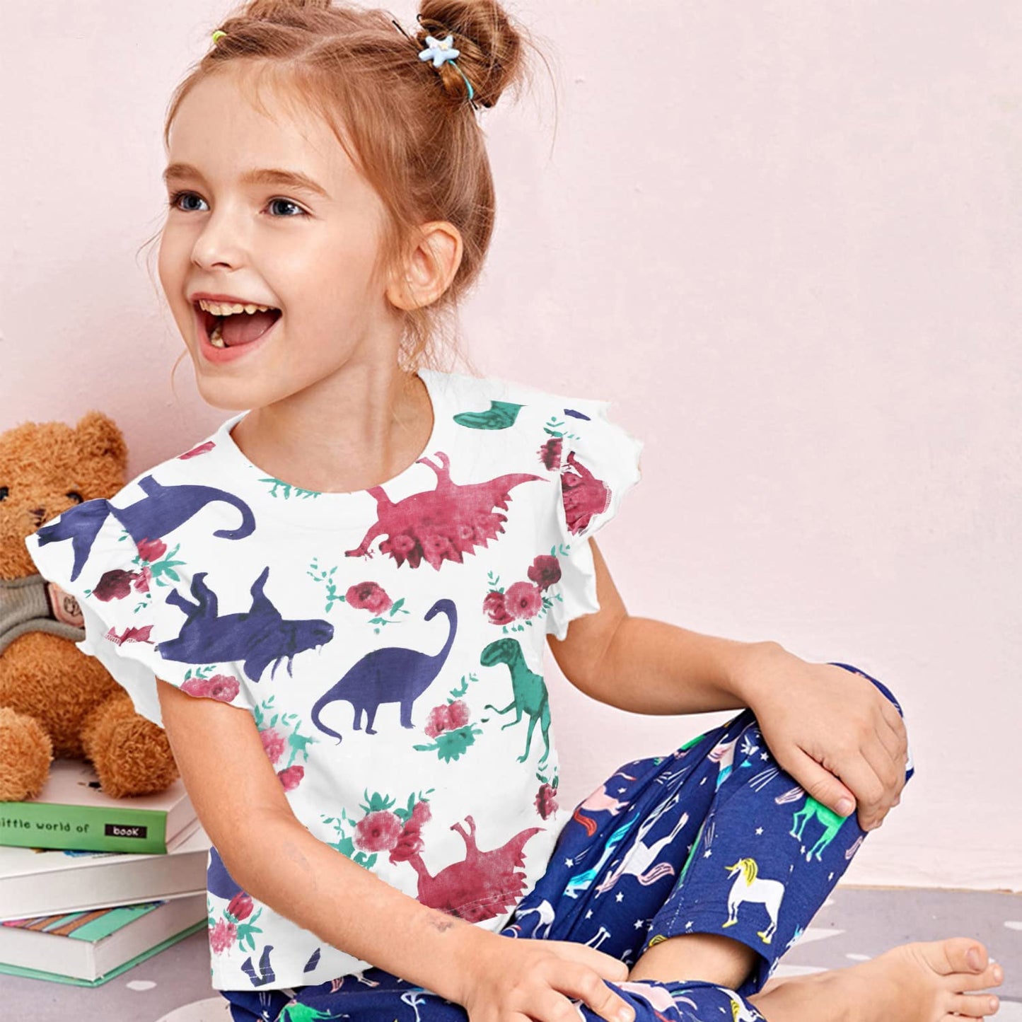 Girls Toddler Dinosaur Graphic Tops