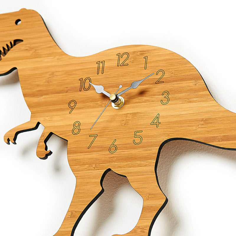 Wooden cartoon dinosaur wall clock