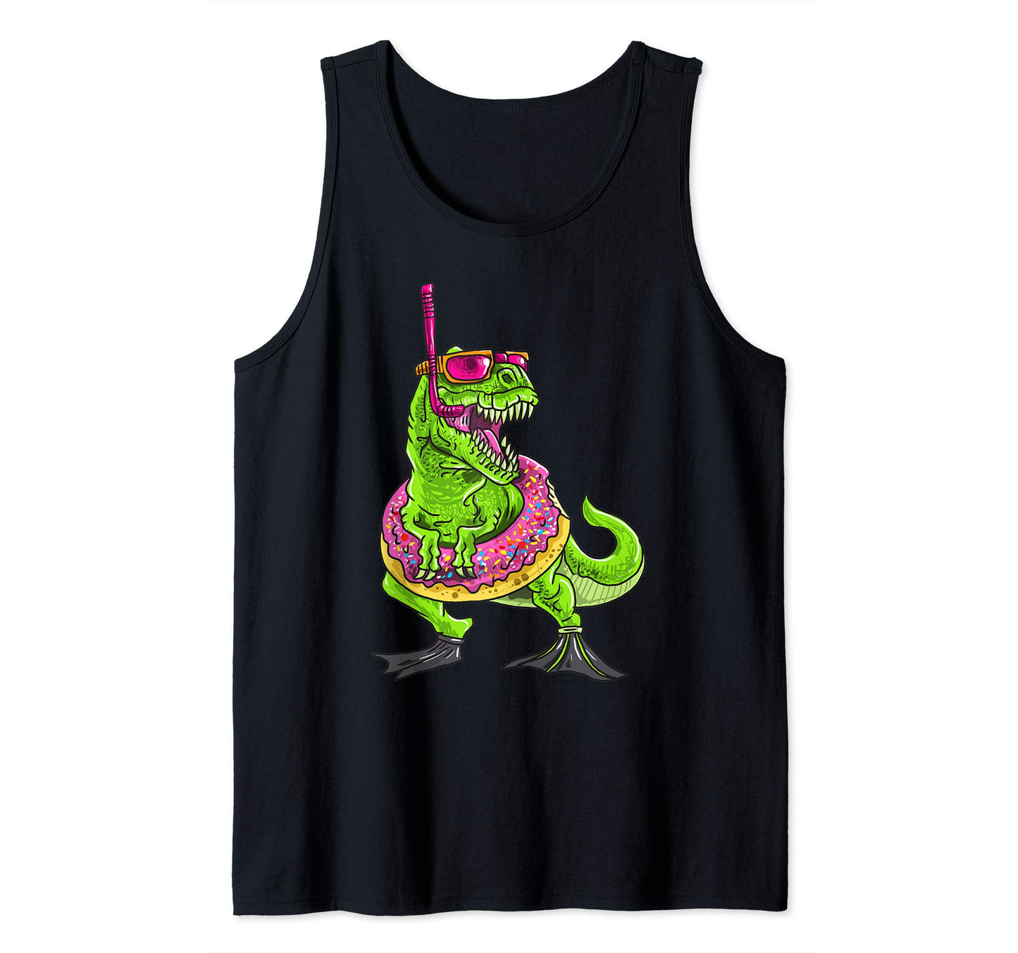 Dinosaur Swimming Donut Float Summer Pool Party Tank Top