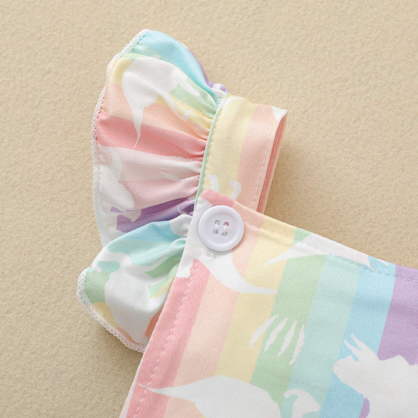 Girls Rainbow Romper Dinosaur Summer Outfit