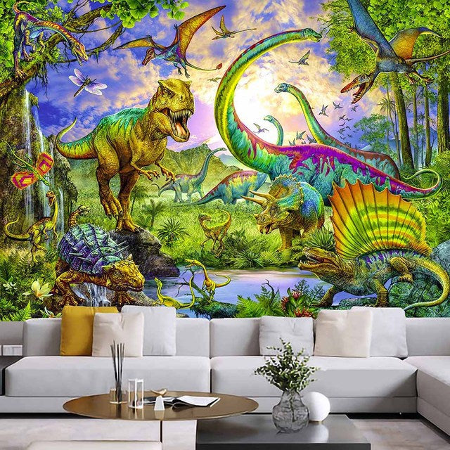 Cartoon Dinosaur Tapestry Wall Hanging Home