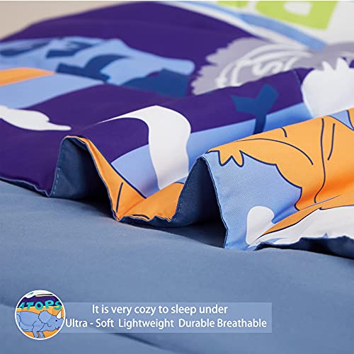 Vibrant Dinosaur print 7pcs comforter bedding set