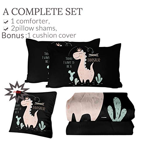 Pink Dinosaur Princess Comforter Bedding Set