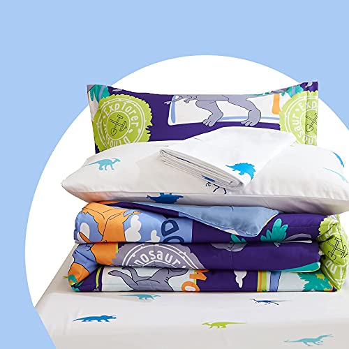 Vibrant Dinosaur print 7pcs comforter bedding set