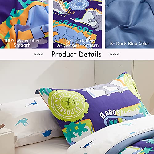 Vibrant Dinosaur print 7pcs comforter bedding set