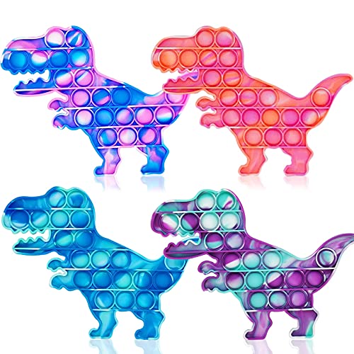 4 Pack Tie-Dye Dinosaur Pop Fidget Toy