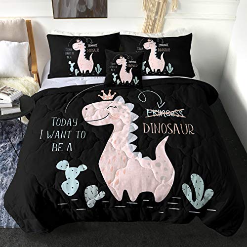 Pink Dinosaur Princess Comforter Bedding Set