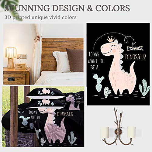 Pink Dinosaur Princess Comforter Bedding Set