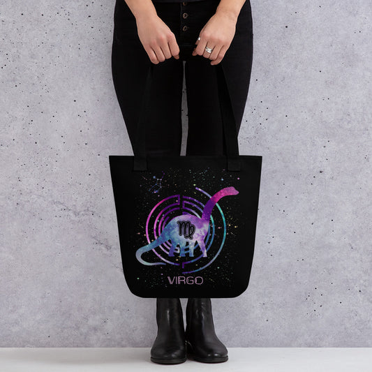 Carry everything that matters in this spacious dinosaur zodiac tote bag