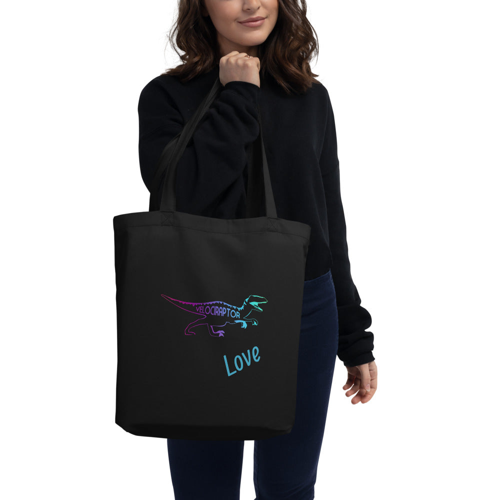 Dinosaur Love Velociraptor Eco Tote Bag