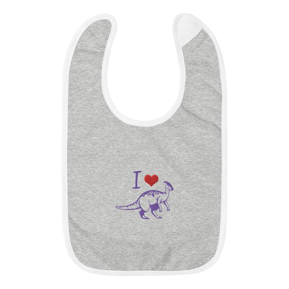 I love Dinosaur Embroidered Baby Bib