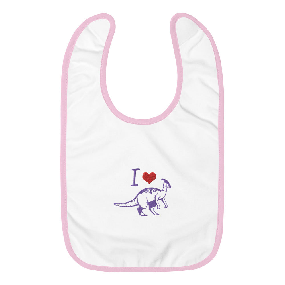 I love Dinosaur Embroidered Baby Bib