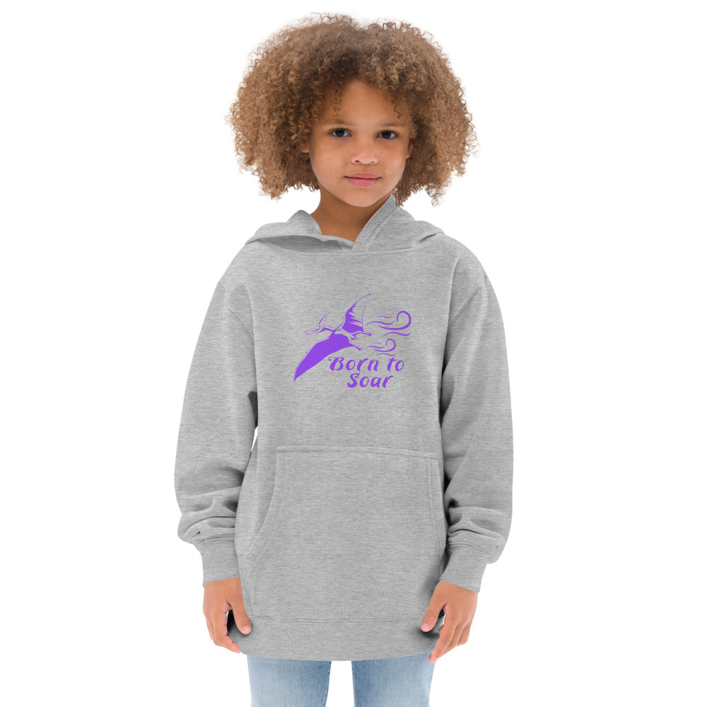 Comfortable gray  dinosaur kids' fleece hoodie 