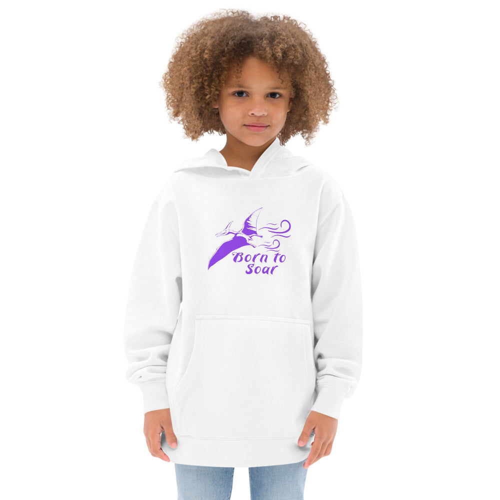 white dinosaur kids' fleece hoodie 