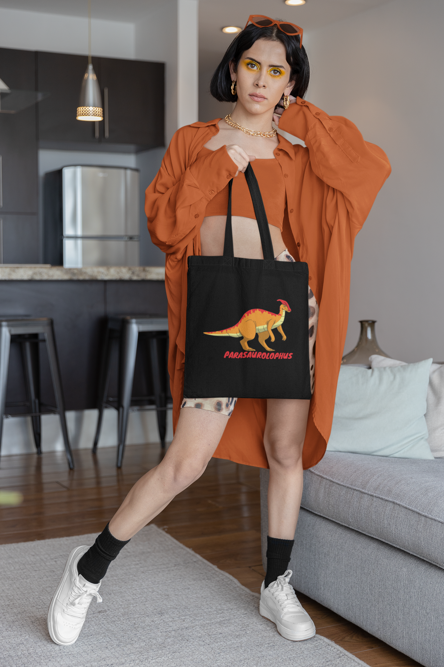 Dinosaur Parasaurolophus Eco Tote Bag