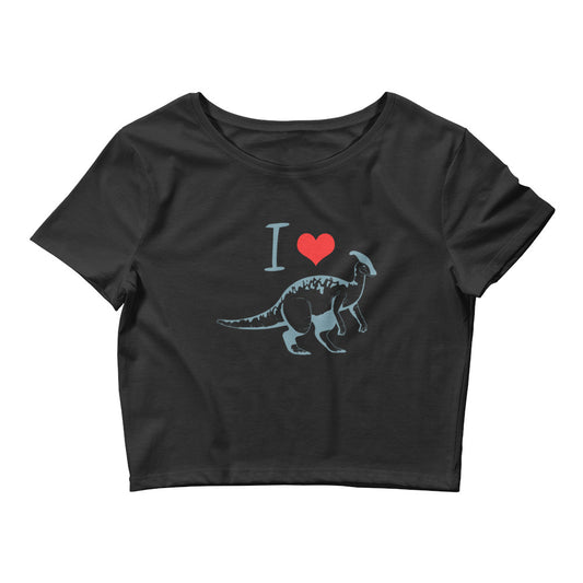 I Love Parasaurolophus Dinosaur Women’s Crop Tee