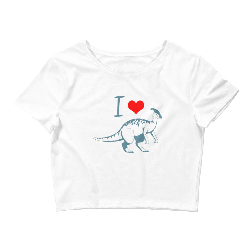 I Love Parasaurolophus Dinosaur Women’s Crop Tee